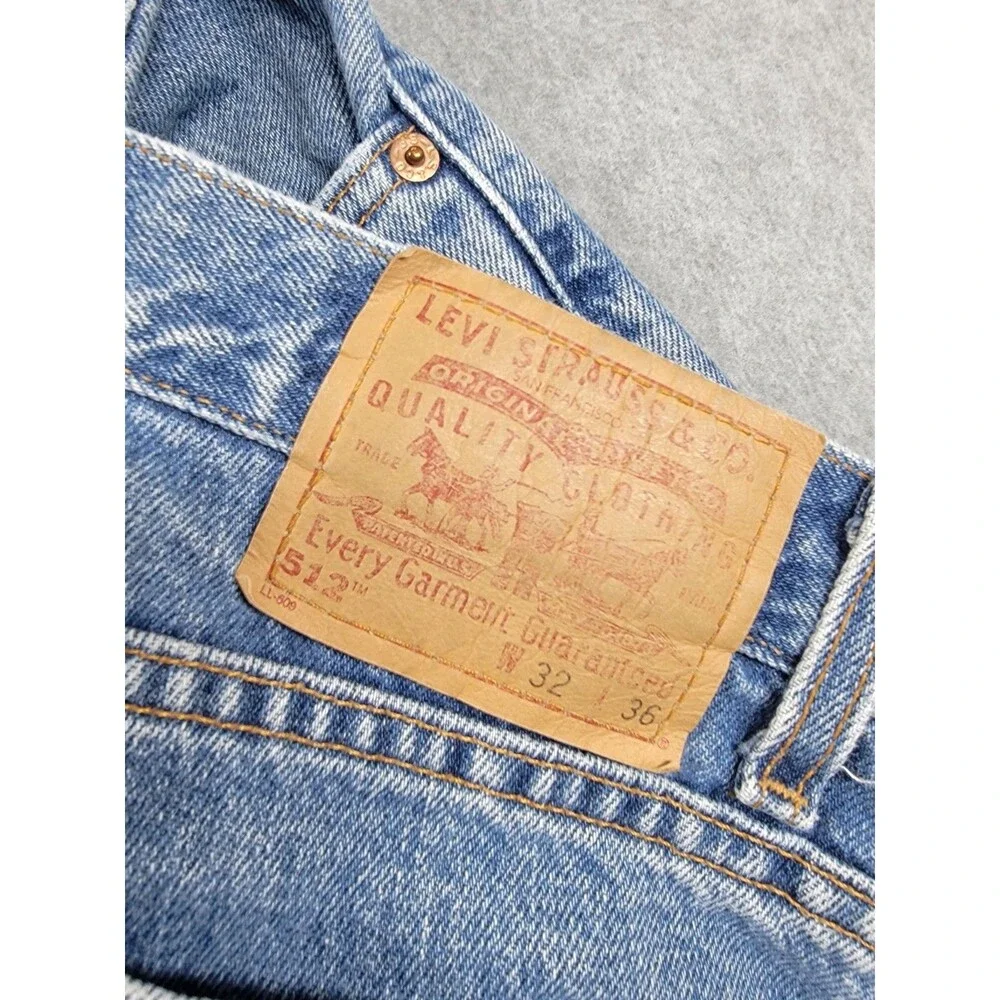 Vintage‎ Levis 512 Jeans Mens 33x34 Slim Straight Blue High Distressed Y2K USA